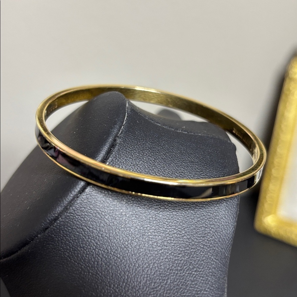 Kate Spade Black Gold Bangle Minimalist Bracelet - Picture 2 of 6